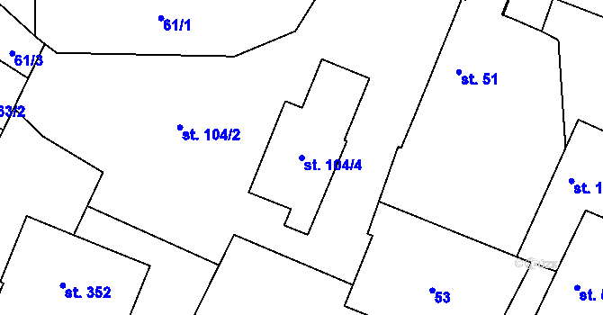 Parcela st. 104/4 v KÚ Lišany u Rakovníka, Katastrální mapa