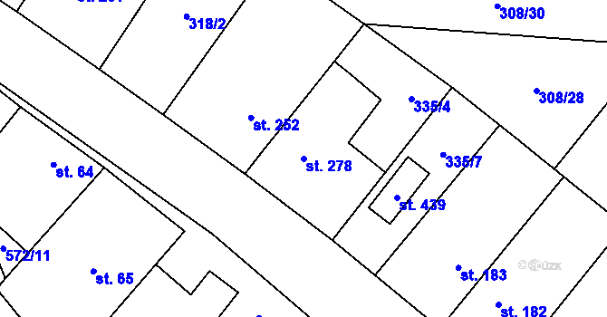 Parcela st. 278 v KÚ Lišany u Rakovníka, Katastrální mapa