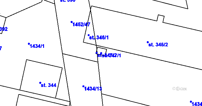 Parcela st. 347/1 v KÚ Lišany u Rakovníka, Katastrální mapa