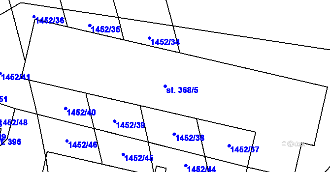 Parcela st. 368/5 v KÚ Lišany u Rakovníka, Katastrální mapa