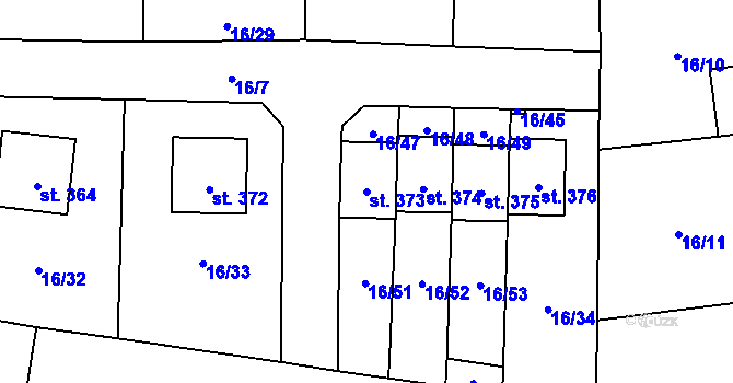Parcela st. 373 v KÚ Lišany u Rakovníka, Katastrální mapa