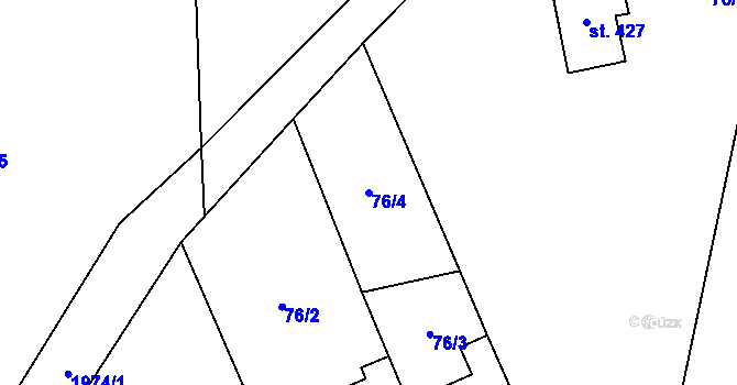 Parcela st. 76/4 v KÚ Lišany u Rakovníka, Katastrální mapa