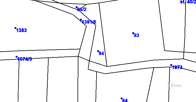 Parcela st. 94 v KÚ Lišany u Rakovníka, Katastrální mapa