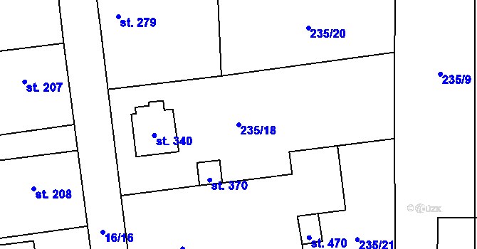 Parcela st. 235/18 v KÚ Lišany u Rakovníka, Katastrální mapa