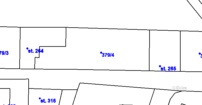 Parcela st. 379/4 v KÚ Lišany u Rakovníka, Katastrální mapa