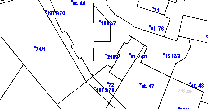 Parcela st. 74/2 v KÚ Lišany u Rakovníka, Katastrální mapa
