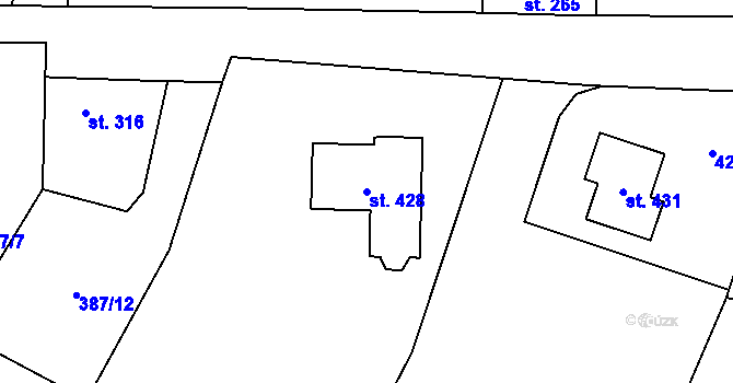 Parcela st. 428 v KÚ Lišany u Rakovníka, Katastrální mapa
