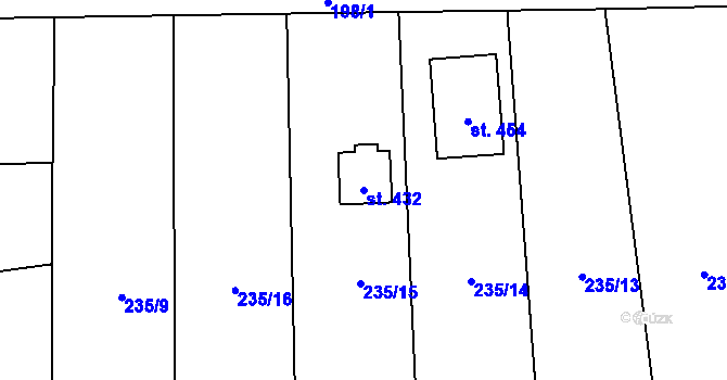 Parcela st. 432 v KÚ Lišany u Rakovníka, Katastrální mapa