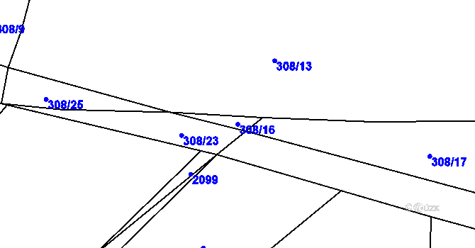 Parcela st. 308/16 v KÚ Lišany u Rakovníka, Katastrální mapa