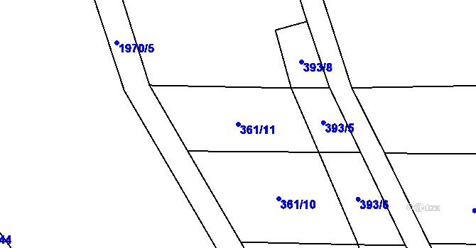 Parcela st. 361/11 v KÚ Lišany u Rakovníka, Katastrální mapa