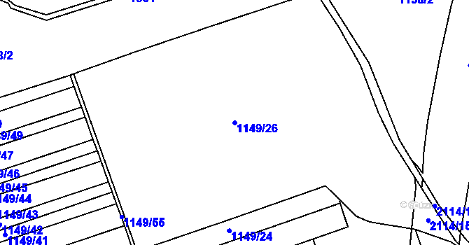 Parcela st. 1149/26 v KÚ Lišany u Rakovníka, Katastrální mapa