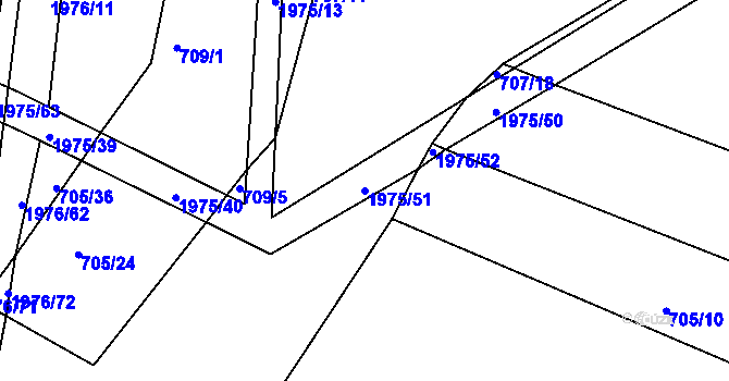 Parcela st. 1975/51 v KÚ Lišany u Rakovníka, Katastrální mapa