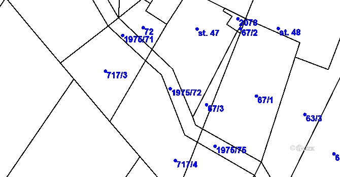 Parcela st. 1975/72 v KÚ Lišany u Rakovníka, Katastrální mapa
