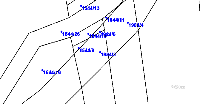 Parcela st. 1984/3 v KÚ Lišany u Rakovníka, Katastrální mapa