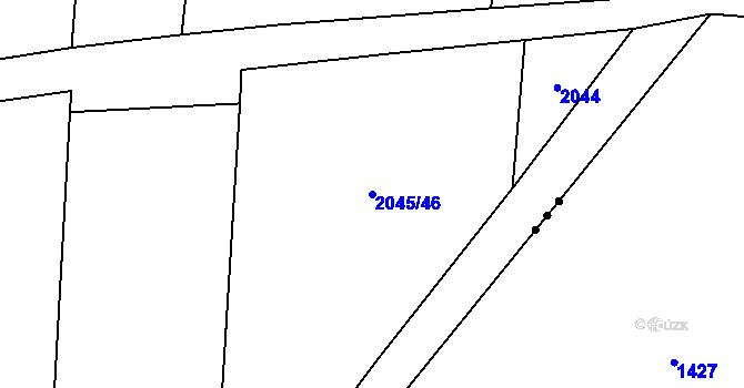 Parcela st. 2045/46 v KÚ Lišany u Rakovníka, Katastrální mapa