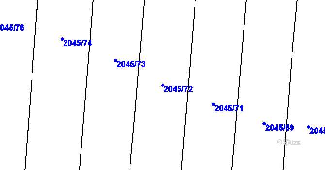 Parcela st. 2045/72 v KÚ Lišany u Rakovníka, Katastrální mapa