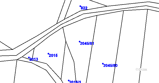 Parcela st. 2045/81 v KÚ Lišany u Rakovníka, Katastrální mapa