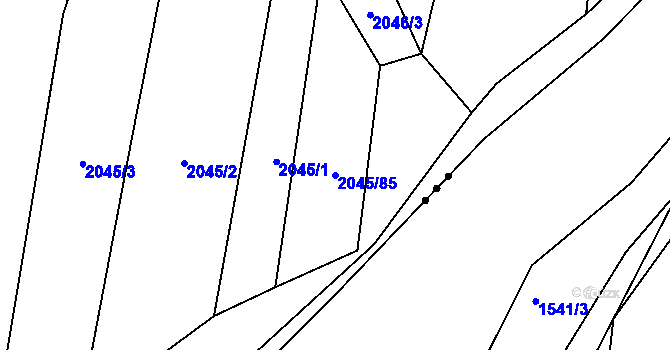 Parcela st. 2045/85 v KÚ Lišany u Rakovníka, Katastrální mapa