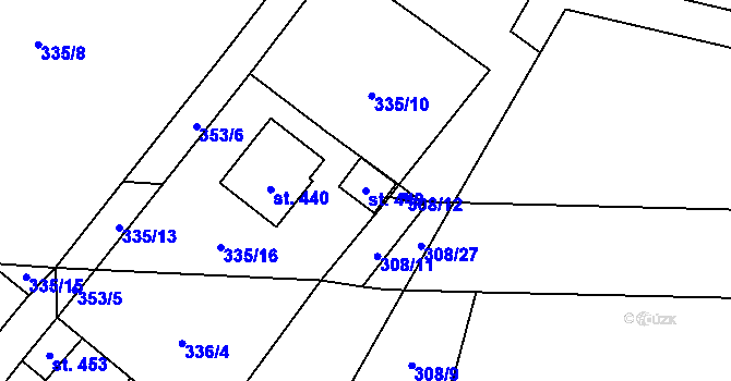 Parcela st. 449 v KÚ Lišany u Rakovníka, Katastrální mapa