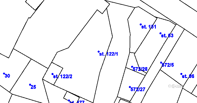 Parcela st. 122/1 v KÚ Lišany u Rakovníka, Katastrální mapa