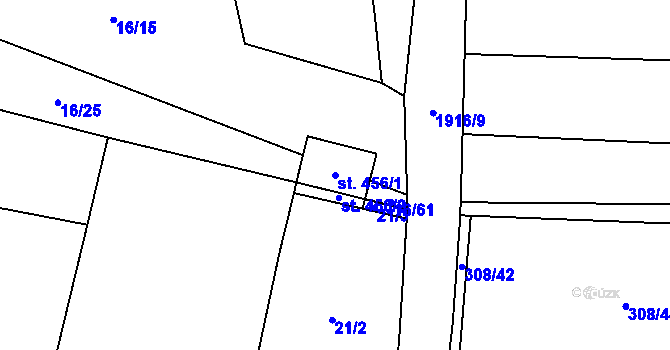 Parcela st. 456/1 v KÚ Lišany u Rakovníka, Katastrální mapa