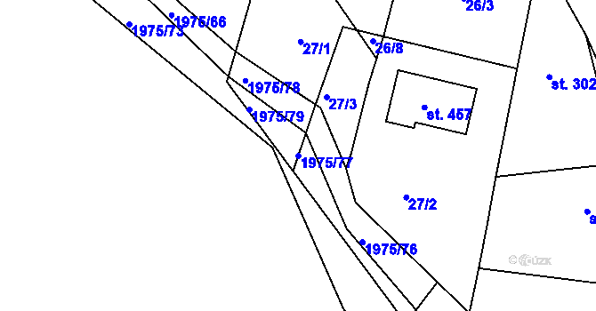 Parcela st. 1975/77 v KÚ Lišany u Rakovníka, Katastrální mapa