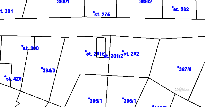 Parcela st. 201/2 v KÚ Lišany u Rakovníka, Katastrální mapa