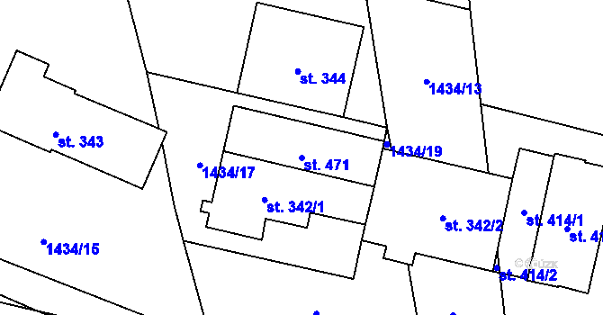 Parcela st. 471 v KÚ Lišany u Rakovníka, Katastrální mapa