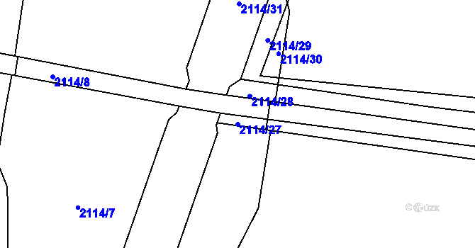 Parcela st. 2114/27 v KÚ Lišany u Rakovníka, Katastrální mapa