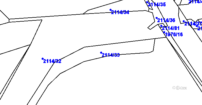 Parcela st. 2114/33 v KÚ Lišany u Rakovníka, Katastrální mapa