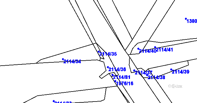 Parcela st. 2114/35 v KÚ Lišany u Rakovníka, Katastrální mapa