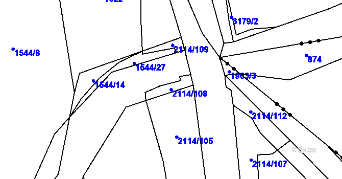 Parcela st. 2114/108 v KÚ Lišany u Rakovníka, Katastrální mapa