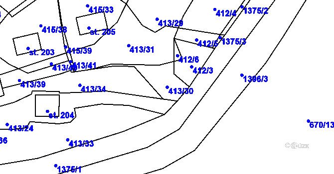 Parcela st. 413/30 v KÚ Dolejší Hůrky, Katastrální mapa