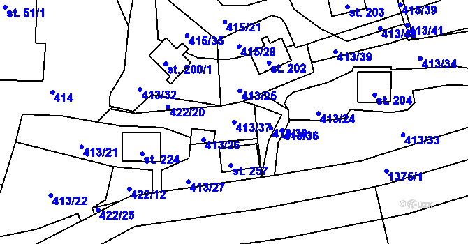 Parcela st. 413/37 v KÚ Dolejší Hůrky, Katastrální mapa