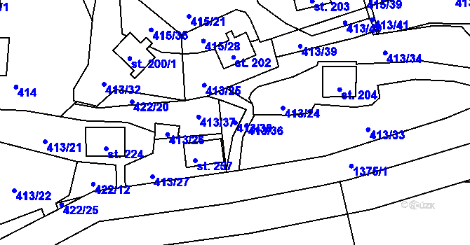 Parcela st. 413/38 v KÚ Dolejší Hůrky, Katastrální mapa