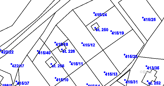 Parcela st. 415/12 v KÚ Dolejší Hůrky, Katastrální mapa