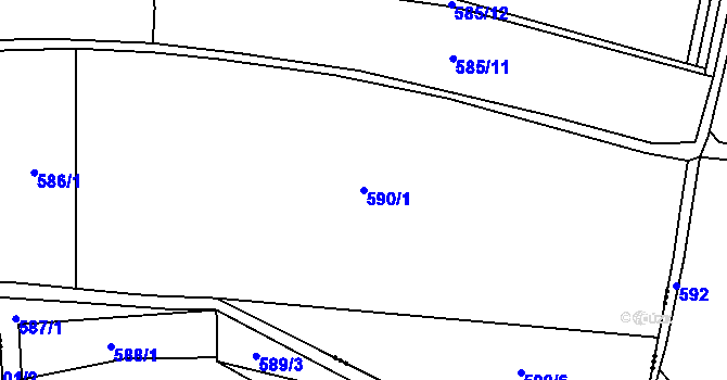 Parcela st. 590/1 v KÚ Dolejší Hůrky, Katastrální mapa