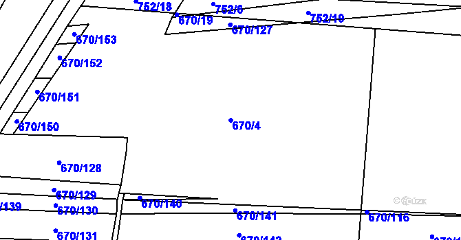 Parcela st. 670/4 v KÚ Dolejší Hůrky, Katastrální mapa