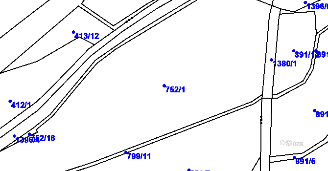 Parcela st. 752/1 v KÚ Dolejší Hůrky, Katastrální mapa