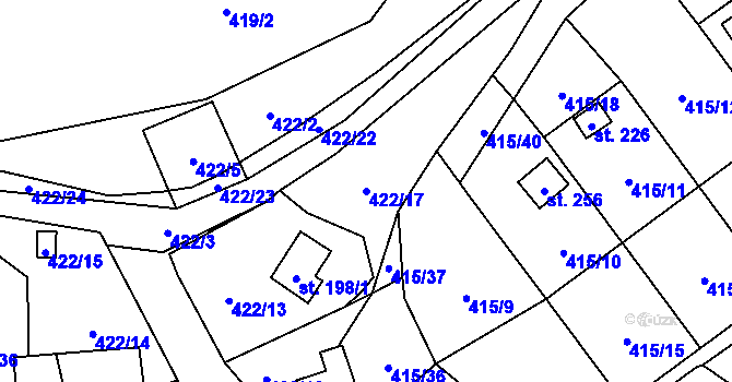Parcela st. 422/17 v KÚ Dolejší Hůrky, Katastrální mapa