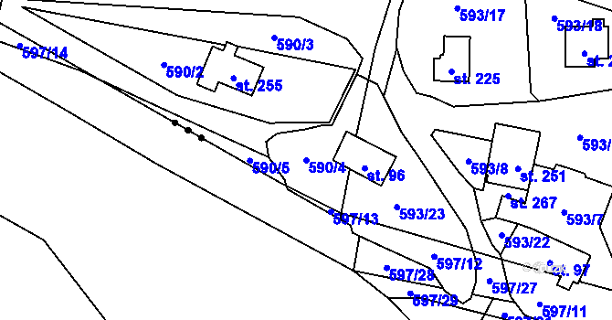 Parcela st. 590/4 v KÚ Dolejší Hůrky, Katastrální mapa