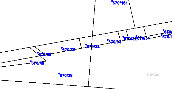 Parcela st. 670/34 v KÚ Dolejší Hůrky, Katastrální mapa
