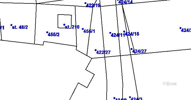 Parcela st. 422/27 v KÚ Dolejší Hůrky, Katastrální mapa