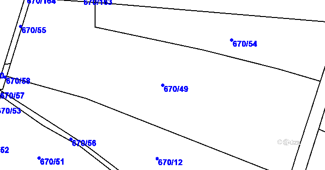 Parcela st. 670/49 v KÚ Dolejší Hůrky, Katastrální mapa