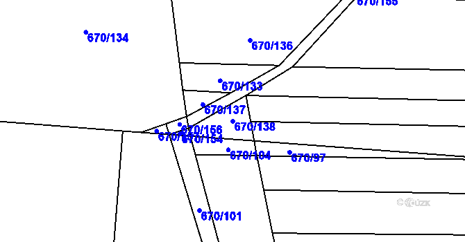 Parcela st. 670/138 v KÚ Dolejší Hůrky, Katastrální mapa