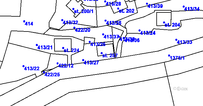 Parcela st. 257 v KÚ Dolejší Hůrky, Katastrální mapa