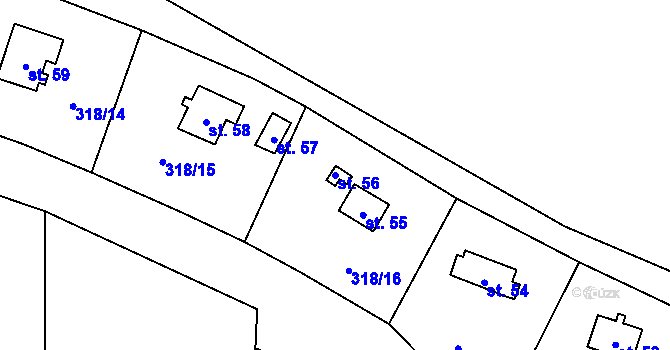 Parcela st. 56 v KÚ Levonice, Katastrální mapa