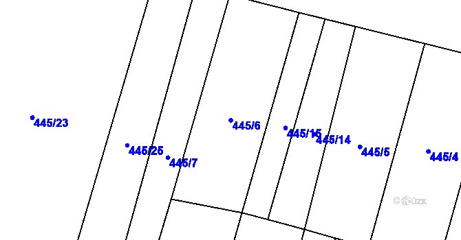 Parcela st. 445/6 v KÚ Levonice, Katastrální mapa
