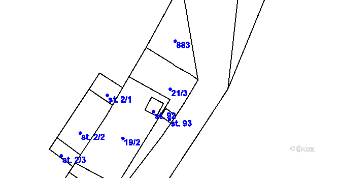 Parcela st. 21/3 v KÚ Levonice, Katastrální mapa