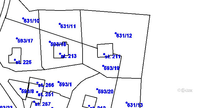 Parcela st. 211 v KÚ Lišany u Žatce, Katastrální mapa
